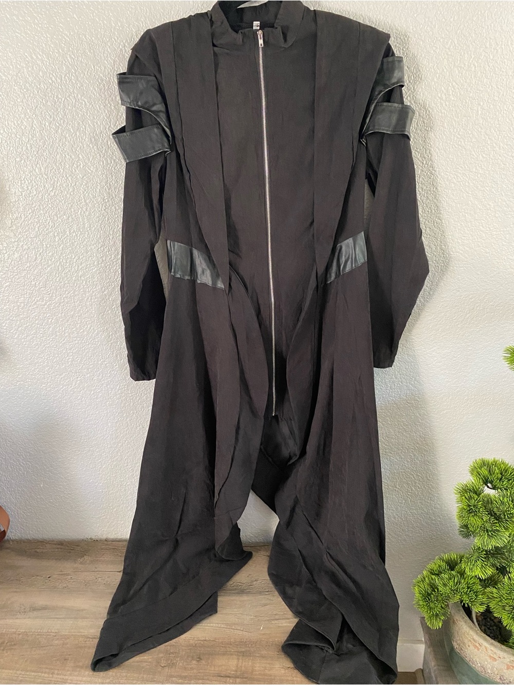 Black Women's Long Zip Front Gothic Trench Coat